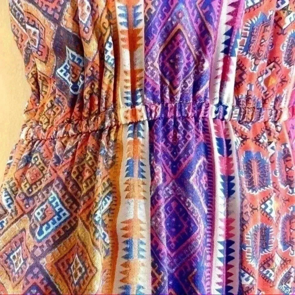 MinkPink Multicolor Aztec Sleeveless Cinch Waist Maxi Dress Size S - Picture 9 of 16